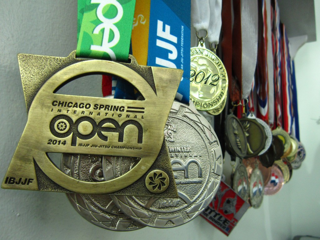 Close up of Magic BJJ's medal stand