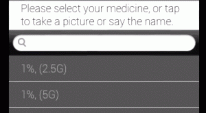 Screenshot of MyBestRx medicine selection screen.